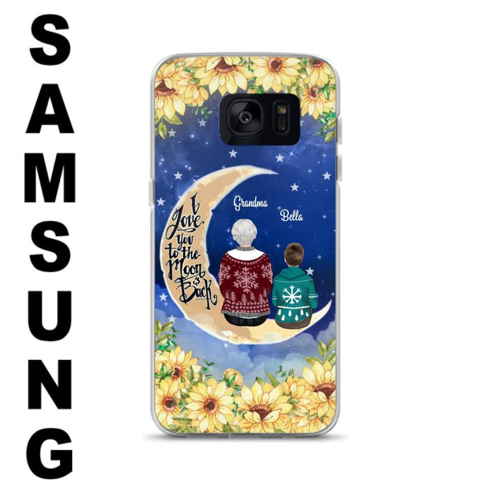 Custom Personalized Grandma & Grandchilds Sitting On Moon Phone Case - Upto 3 Kids - Gift Idea For Grandma - I Love You To The Moon And Back - Cases For iPhone & Samsung