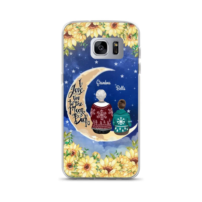 Custom Personalized Grandma & Grandchilds Sitting On Moon Phone Case - Upto 3 Kids - Gift Idea For Grandma - I Love You To The Moon And Back - Cases For iPhone & Samsung