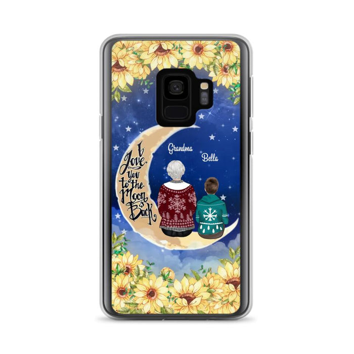 Custom Personalized Grandma & Grandchilds Sitting On Moon Phone Case - Upto 3 Kids - Gift Idea For Grandma - I Love You To The Moon And Back - Cases For iPhone & Samsung