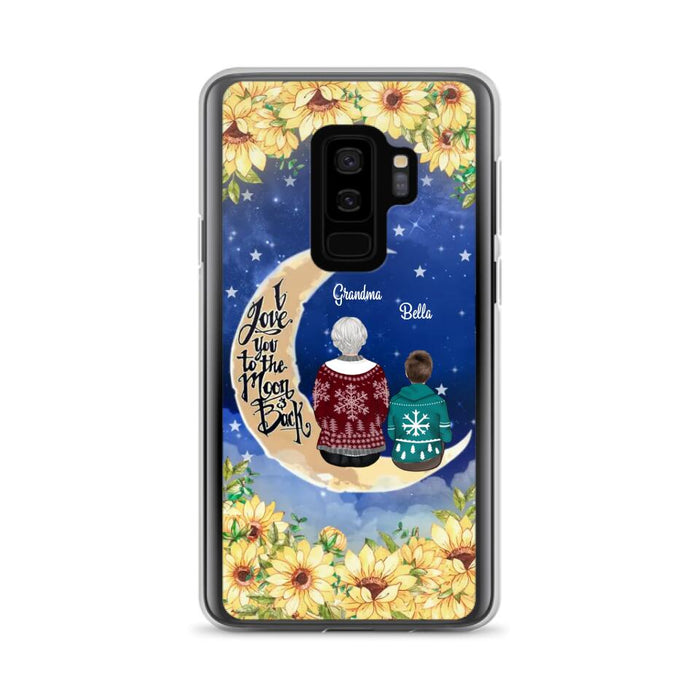 Custom Personalized Grandma & Grandchilds Sitting On Moon Phone Case - Upto 3 Kids - Gift Idea For Grandma - I Love You To The Moon And Back - Cases For iPhone & Samsung