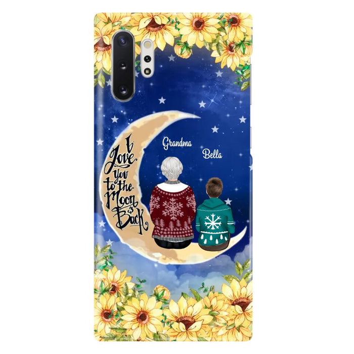 Custom Personalized Grandma & Grandchilds Sitting On Moon Phone Case - Upto 3 Kids - Gift Idea For Grandma - I Love You To The Moon And Back - Cases For iPhone & Samsung