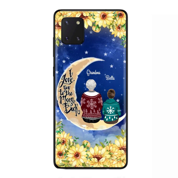 Custom Personalized Grandma & Grandchilds Sitting On Moon Phone Case - Upto 3 Kids - Gift Idea For Grandma - I Love You To The Moon And Back - Cases For iPhone & Samsung