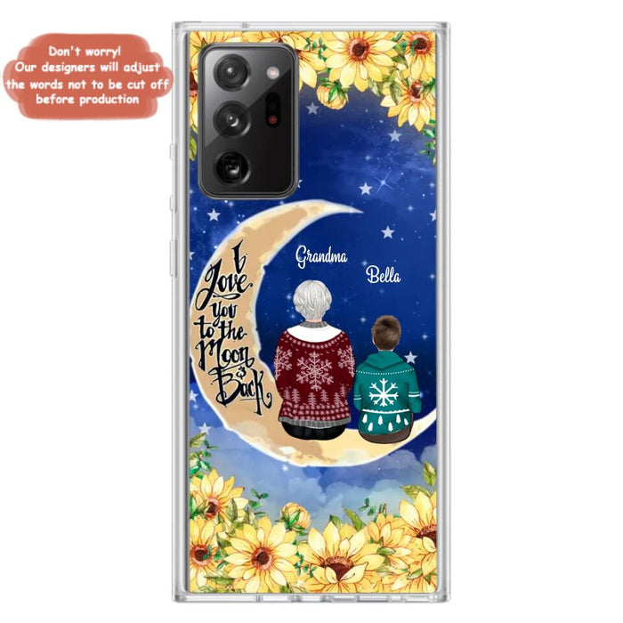 Custom Personalized Grandma & Grandchilds Sitting On Moon Phone Case - Upto 3 Kids - Gift Idea For Grandma - I Love You To The Moon And Back - Cases For iPhone & Samsung