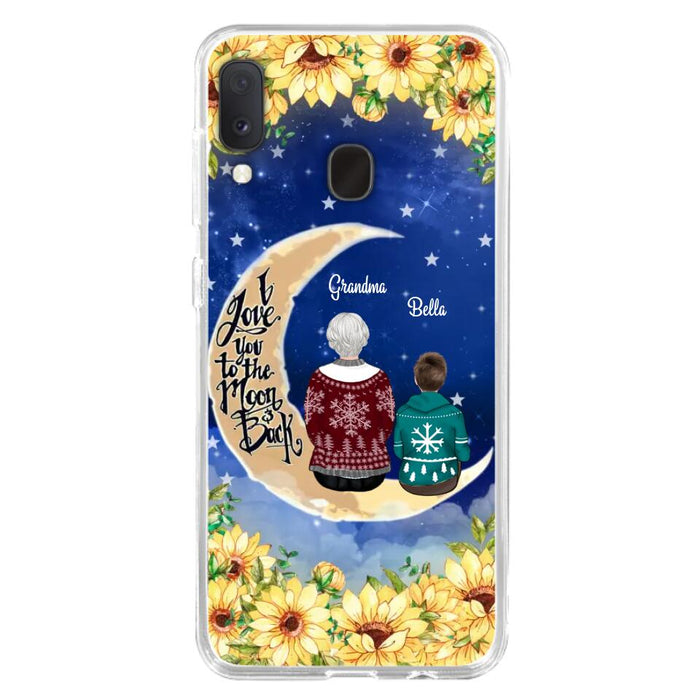 Custom Personalized Grandma & Grandchilds Sitting On Moon Phone Case - Upto 3 Kids - Gift Idea For Grandma - I Love You To The Moon And Back - Cases For iPhone & Samsung