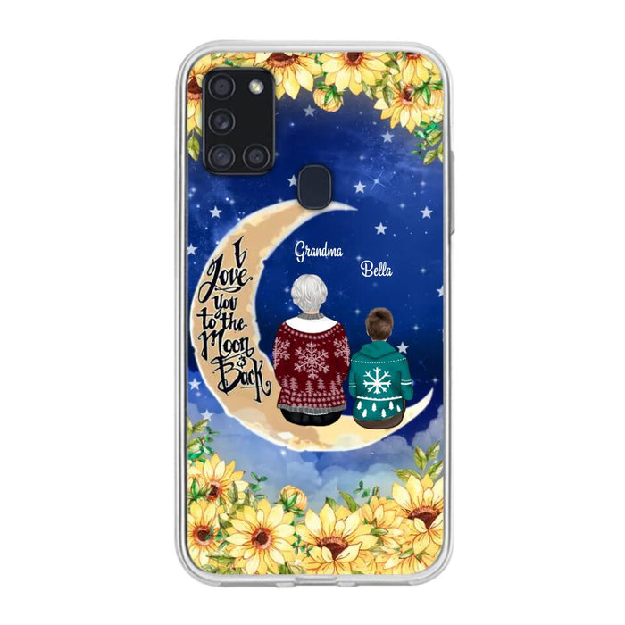 Custom Personalized Grandma & Grandchilds Sitting On Moon Phone Case - Upto 3 Kids - Gift Idea For Grandma - I Love You To The Moon And Back - Cases For iPhone & Samsung