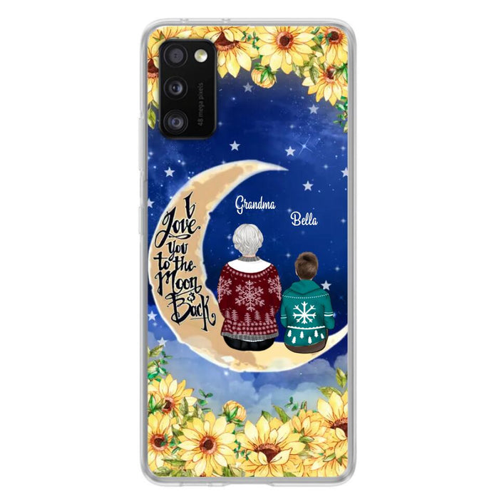 Custom Personalized Grandma & Grandchilds Sitting On Moon Phone Case - Upto 3 Kids - Gift Idea For Grandma - I Love You To The Moon And Back - Cases For iPhone & Samsung