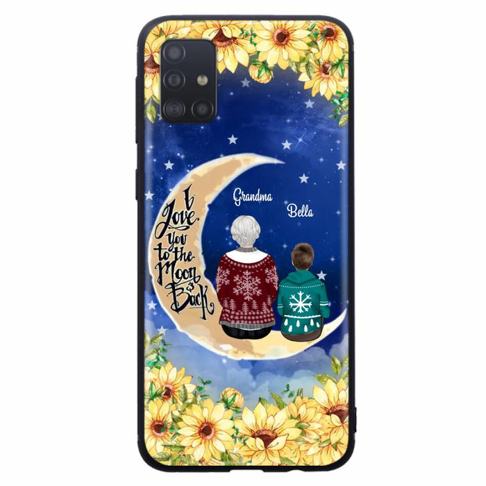 Custom Personalized Grandma & Grandchilds Sitting On Moon Phone Case - Upto 3 Kids - Gift Idea For Grandma - I Love You To The Moon And Back - Cases For iPhone & Samsung