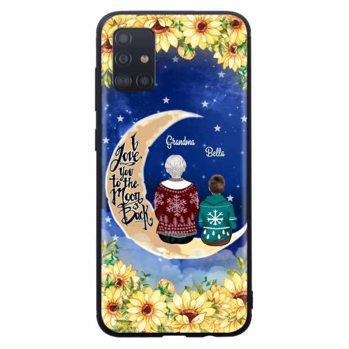 Custom Personalized Grandma & Grandchilds Sitting On Moon Phone Case - Upto 3 Kids - Gift Idea For Grandma - I Love You To The Moon And Back - Cases For iPhone & Samsung