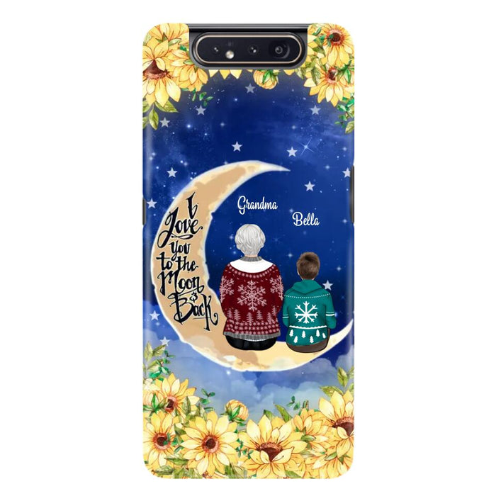 Custom Personalized Grandma & Grandchilds Sitting On Moon Phone Case - Upto 3 Kids - Gift Idea For Grandma - I Love You To The Moon And Back - Cases For iPhone & Samsung