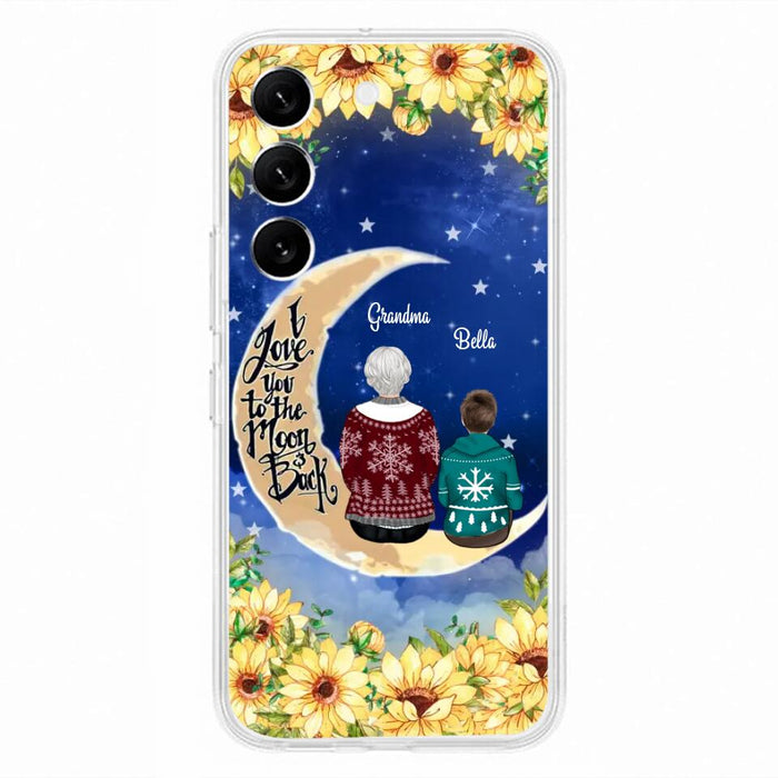 Custom Personalized Grandma & Grandchilds Sitting On Moon Phone Case - Upto 3 Kids - Gift Idea For Grandma - I Love You To The Moon And Back - Cases For iPhone & Samsung