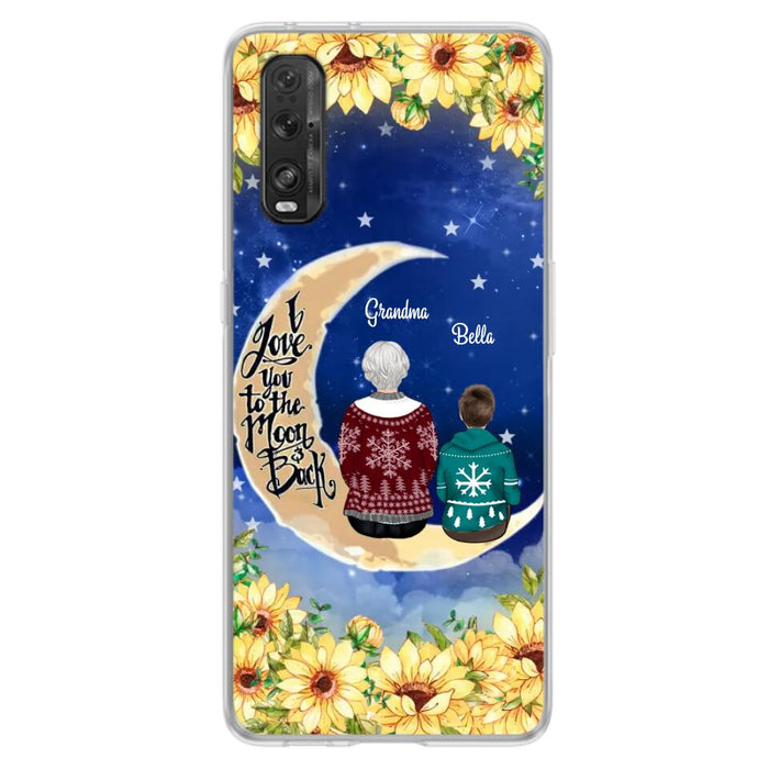 Custom Personalized Grandma & Grandchilds Sitting On Moon Phone Case - Upto 3 Kids - Gift Idea For Grandma - I Love You To The Moon And Back - Cases For Oppo, Xiaomi & Huawei