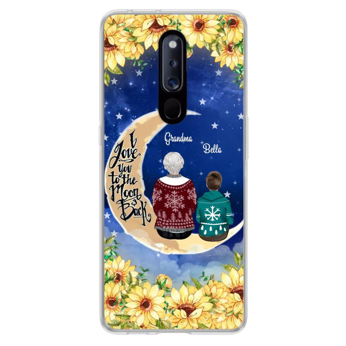 Custom Personalized Grandma & Grandchilds Sitting On Moon Phone Case - Upto 3 Kids - Gift Idea For Grandma - I Love You To The Moon And Back - Cases For Oppo, Xiaomi & Huawei