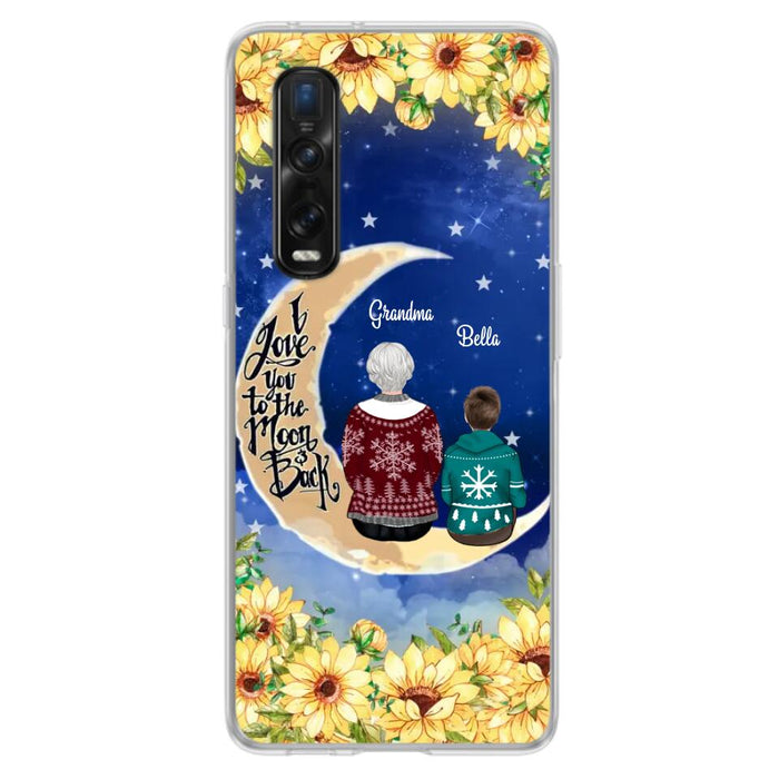 Custom Personalized Grandma & Grandchilds Sitting On Moon Phone Case - Upto 3 Kids - Gift Idea For Grandma - I Love You To The Moon And Back - Cases For Oppo, Xiaomi & Huawei