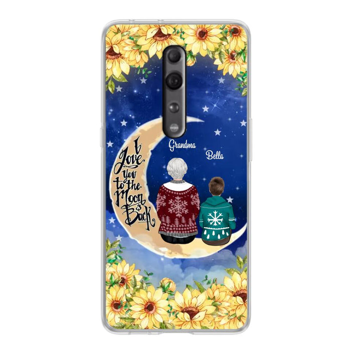 Custom Personalized Grandma & Grandchilds Sitting On Moon Phone Case - Upto 3 Kids - Gift Idea For Grandma - I Love You To The Moon And Back - Cases For Oppo, Xiaomi & Huawei