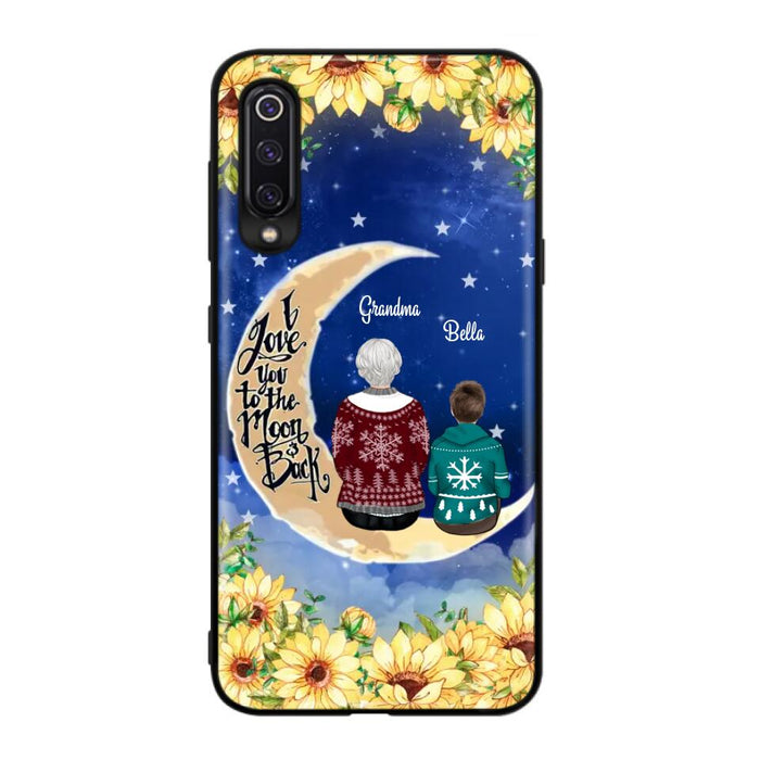 Custom Personalized Grandma & Grandchilds Sitting On Moon Phone Case - Upto 3 Kids - Gift Idea For Grandma - I Love You To The Moon And Back - Cases For Oppo, Xiaomi & Huawei