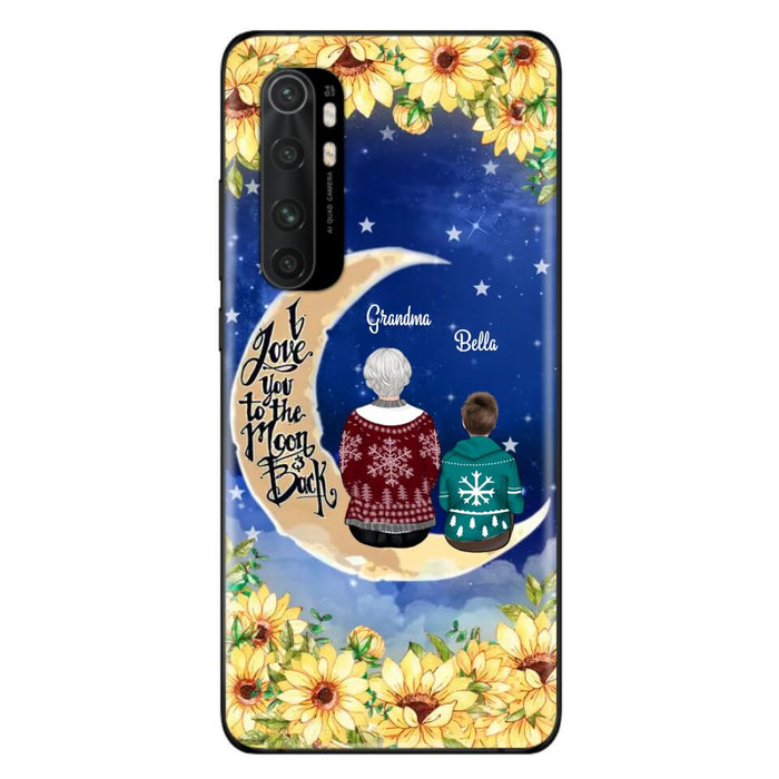 Custom Personalized Grandma & Grandchilds Sitting On Moon Phone Case - Upto 3 Kids - Gift Idea For Grandma - I Love You To The Moon And Back - Cases For Oppo, Xiaomi & Huawei