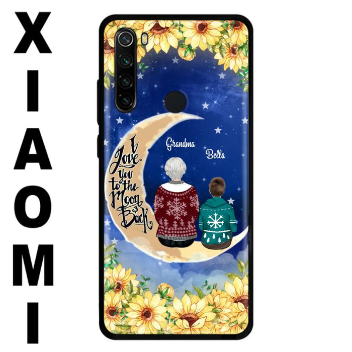 Custom Personalized Grandma & Grandchilds Sitting On Moon Phone Case - Upto 3 Kids - Gift Idea For Grandma - I Love You To The Moon And Back - Cases For Oppo, Xiaomi & Huawei