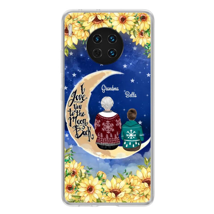 Custom Personalized Grandma & Grandchilds Sitting On Moon Phone Case - Upto 3 Kids - Gift Idea For Grandma - I Love You To The Moon And Back - Cases For Oppo, Xiaomi & Huawei