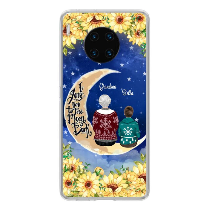 Custom Personalized Grandma & Grandchilds Sitting On Moon Phone Case - Upto 3 Kids - Gift Idea For Grandma - I Love You To The Moon And Back - Cases For Oppo, Xiaomi & Huawei