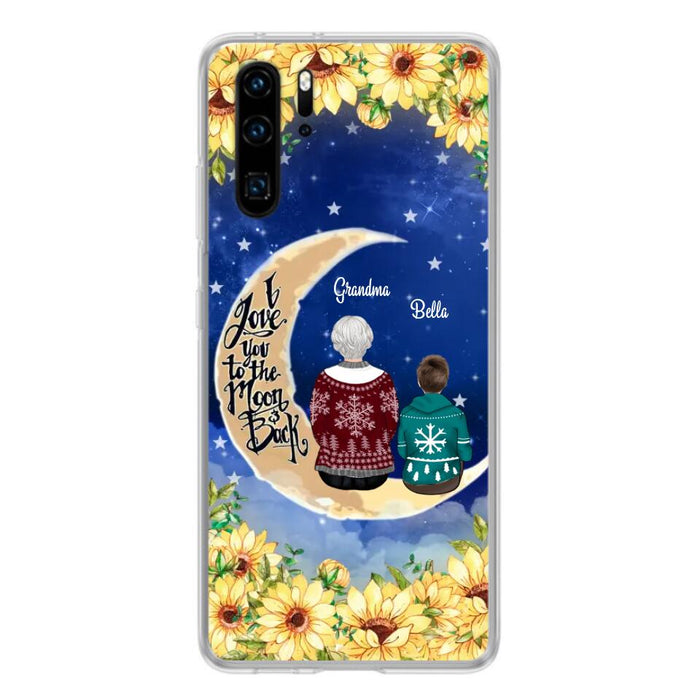 Custom Personalized Grandma & Grandchilds Sitting On Moon Phone Case - Upto 3 Kids - Gift Idea For Grandma - I Love You To The Moon And Back - Cases For Oppo, Xiaomi & Huawei