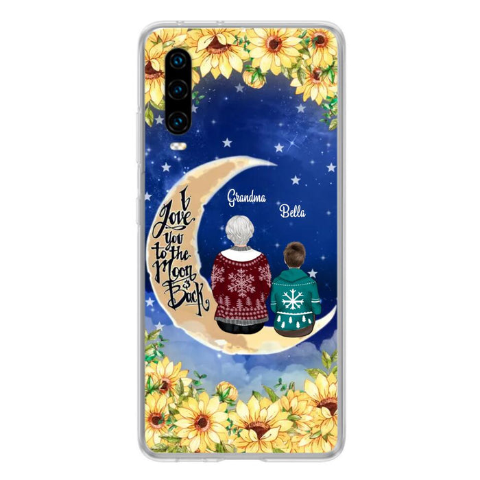 Custom Personalized Grandma & Grandchilds Sitting On Moon Phone Case - Upto 3 Kids - Gift Idea For Grandma - I Love You To The Moon And Back - Cases For Oppo, Xiaomi & Huawei