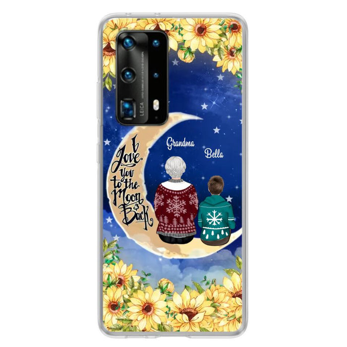 Custom Personalized Grandma & Grandchilds Sitting On Moon Phone Case - Upto 3 Kids - Gift Idea For Grandma - I Love You To The Moon And Back - Cases For Oppo, Xiaomi & Huawei