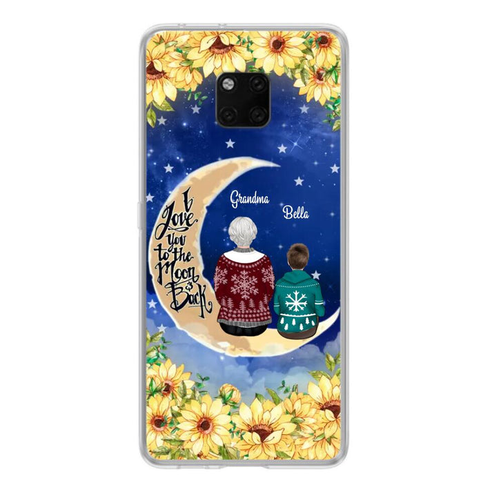 Custom Personalized Grandma & Grandchilds Sitting On Moon Phone Case - Upto 3 Kids - Gift Idea For Grandma - I Love You To The Moon And Back - Cases For Oppo, Xiaomi & Huawei