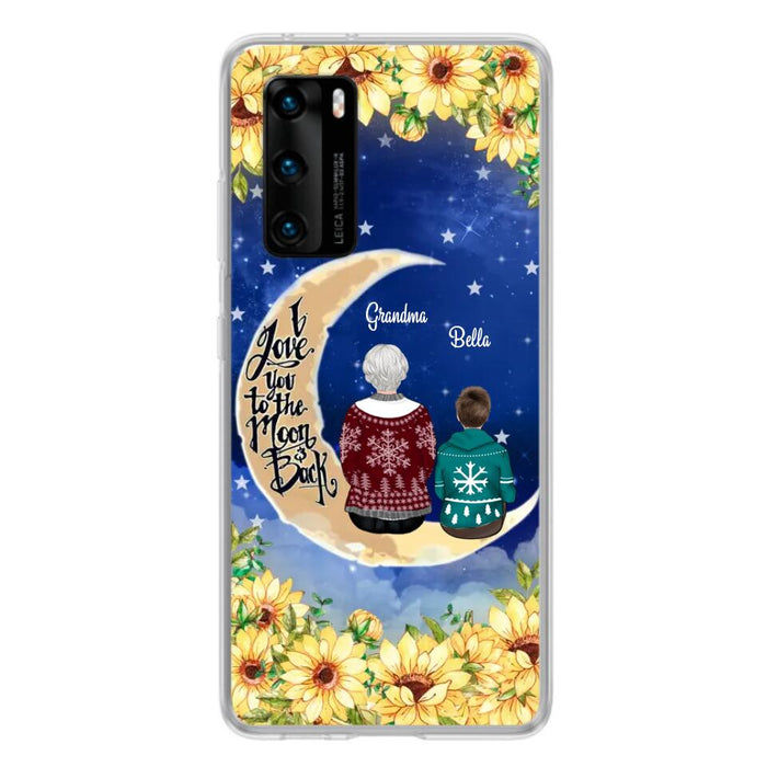 Custom Personalized Grandma & Grandchilds Sitting On Moon Phone Case - Upto 3 Kids - Gift Idea For Grandma - I Love You To The Moon And Back - Cases For Oppo, Xiaomi & Huawei