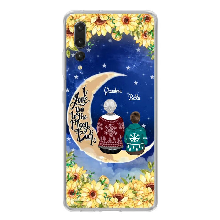 Custom Personalized Grandma & Grandchilds Sitting On Moon Phone Case - Upto 3 Kids - Gift Idea For Grandma - I Love You To The Moon And Back - Cases For Oppo, Xiaomi & Huawei