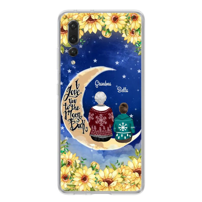 Custom Personalized Grandma & Grandchilds Sitting On Moon Phone Case - Upto 3 Kids - Gift Idea For Grandma - I Love You To The Moon And Back - Cases For Oppo, Xiaomi & Huawei