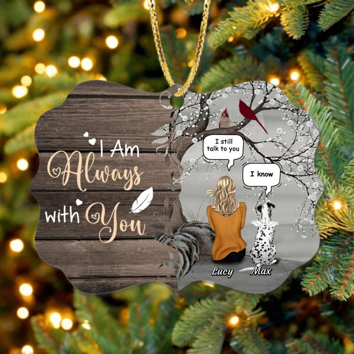 Custom Personalized Memorial Pet Mom Rectangle Wooden Ornament - Gift Idea For Dog/Cat Lovers - Upto 4 Dogs/Cats - I Am Always With You