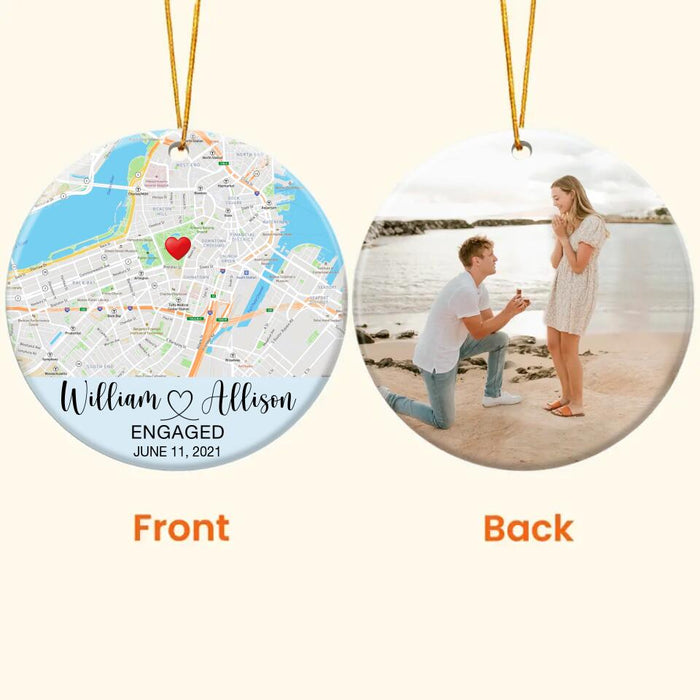 Custom Personalized Couple Map Circle Ornament 2 Sides - Christmas/Anniversary Gift Idea For Couple