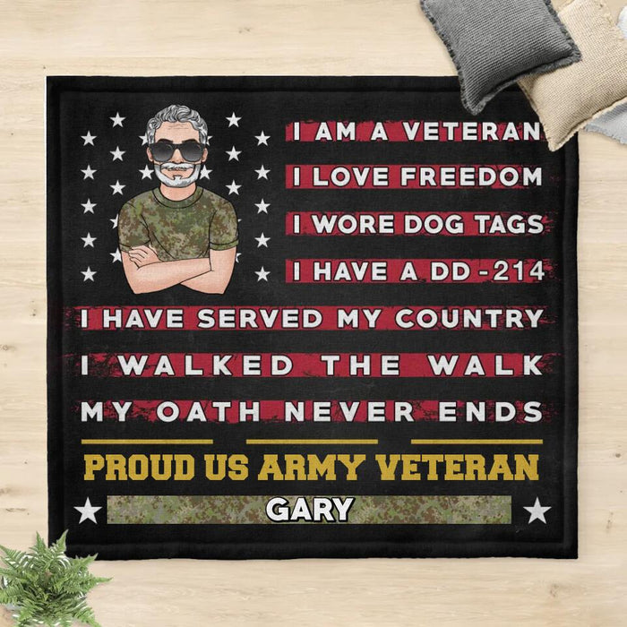 Custom Personalized Proud US Veteran Fleece/ Quilt Blanket - Gift Idea For Veteran/ Father/ Grandpa