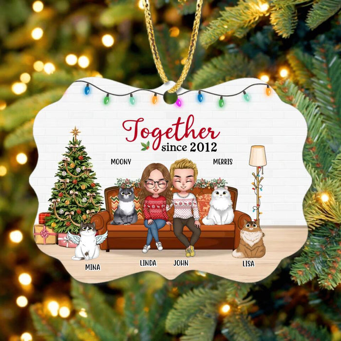 Custom Personalized Crazy Cat Lady Rectangle Wooden Ornament - Gift Idea For Couple/Cat Lovers With Up To 2 Cats - A Crazy Cat Lady& A Grumpy Old Man Live Here