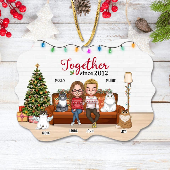 Custom Personalized Crazy Cat Lady Rectangle Wooden Ornament - Gift Idea For Couple/Cat Lovers With Up To 2 Cats - A Crazy Cat Lady& A Grumpy Old Man Live Here