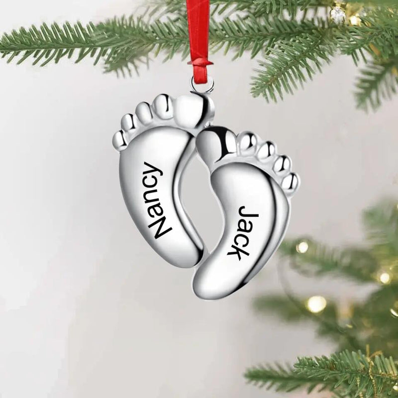 Personalized Baby Feet Aluminium Ornament - Up to 6 Feet - Christmas Gift Idea For Family