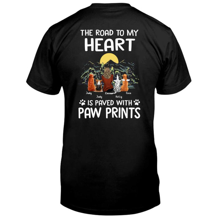 Custom Personalized Pet Mom/Dad T-shirt/ Pullover Hoodie - Gift Idea For Dog/ Cat Lover - The Road To My Heart Is Paved With Pawprints