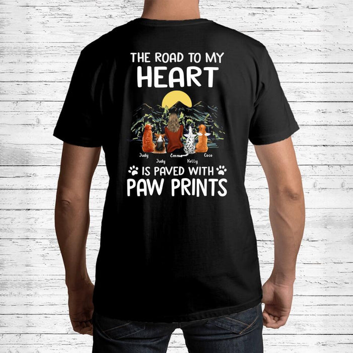 Custom Personalized Pet Mom/Dad T-shirt/ Pullover Hoodie - Gift Idea For Dog/ Cat Lover - The Road To My Heart Is Paved With Pawprints