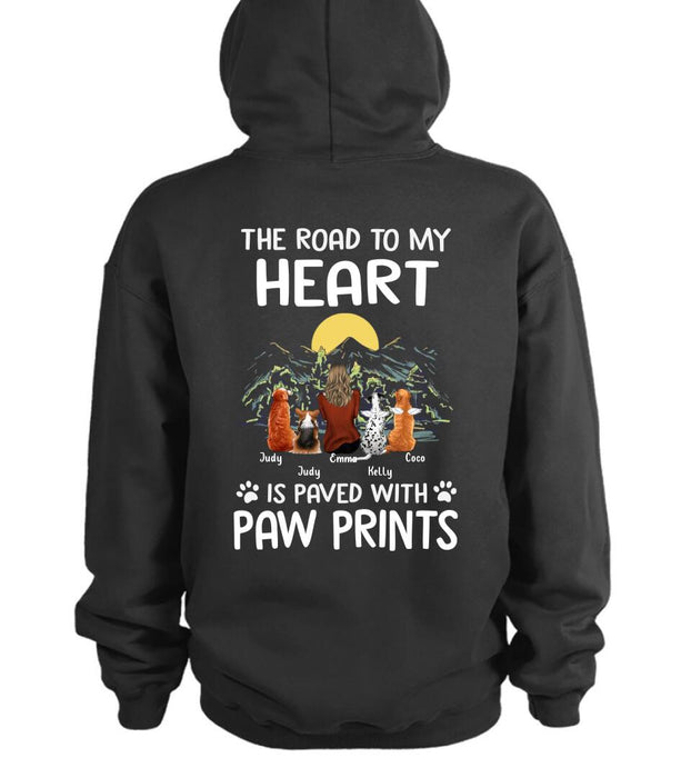 Custom Personalized Pet Mom/Dad T-shirt/ Pullover Hoodie - Gift Idea For Dog/ Cat Lover - The Road To My Heart Is Paved With Pawprints