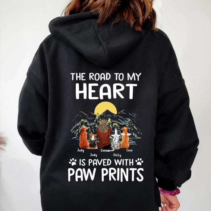 Custom Personalized Pet Mom/Dad T-shirt/ Pullover Hoodie - Gift Idea For Dog/ Cat Lover - The Road To My Heart Is Paved With Pawprints