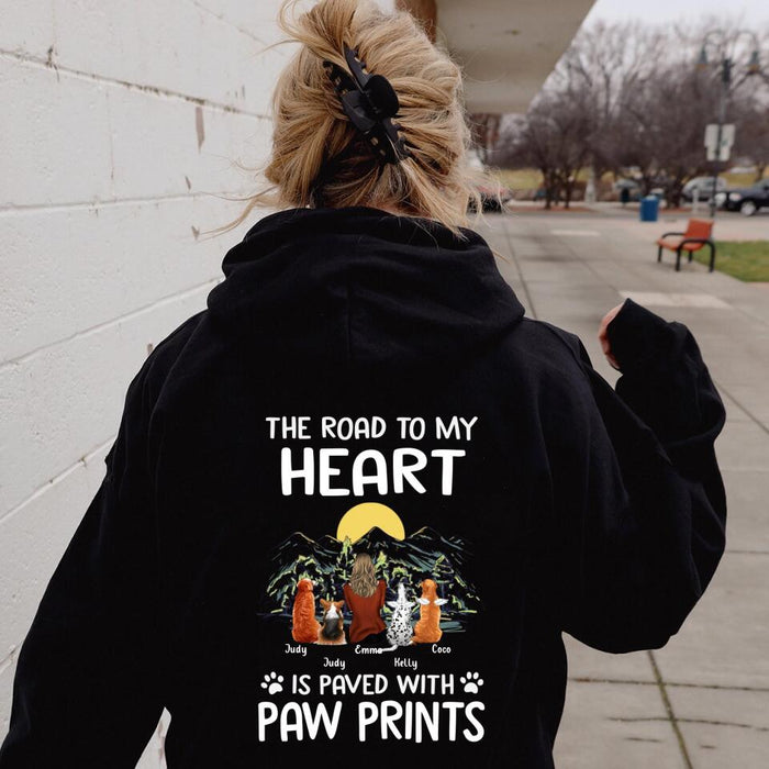 Custom Personalized Pet Mom/Dad T-shirt/ Pullover Hoodie - Gift Idea For Dog/ Cat Lover - The Road To My Heart Is Paved With Pawprints