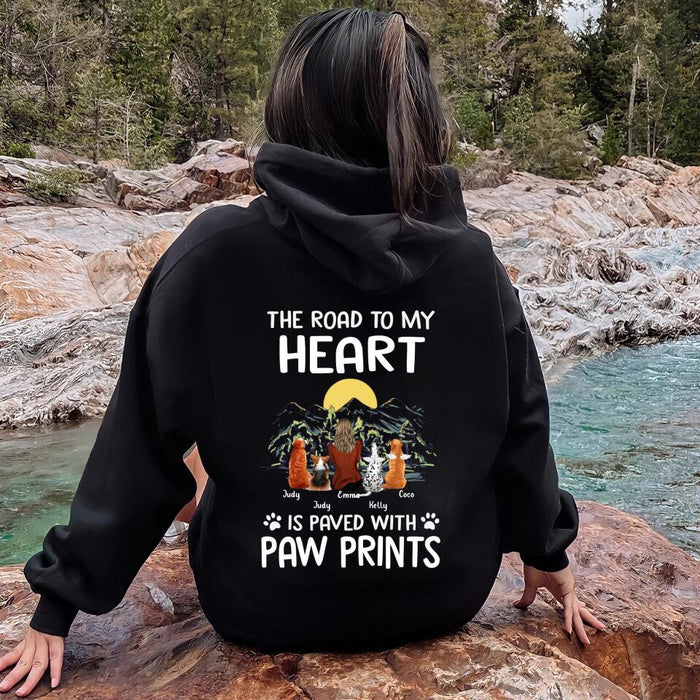 Custom Personalized Pet Mom/Dad T-shirt/ Pullover Hoodie - Gift Idea For Dog/ Cat Lover - The Road To My Heart Is Paved With Pawprints