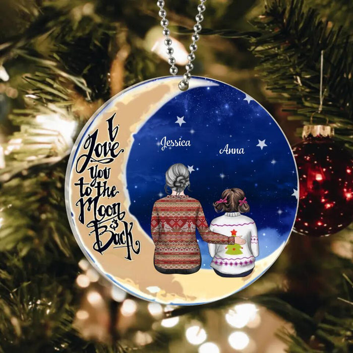 Custom Personalized Grandparent & Kid Circle Acrylic Ornament - Christmas Gift Idea For Grandparents And Kid - I Love You To The Moon & Back