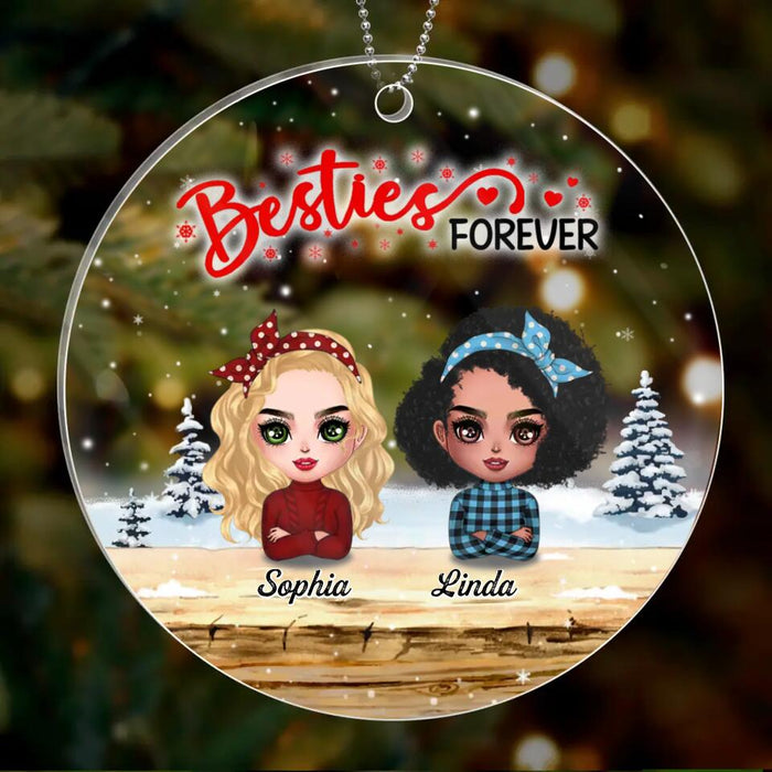 Custom Personalized Christmas Besties Circle Acrylic Ornament - Gift Idea For Best Friends - Upto 4 Friends - Bestie Forever