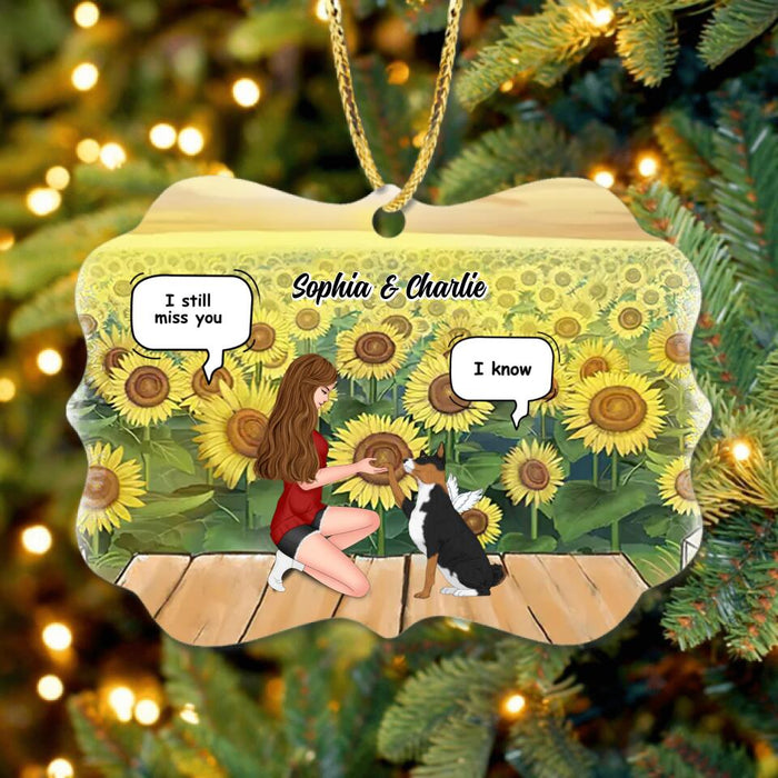 Custom Personalized Memorial Dog Mom Rectangle Wooden Ornament - Memorial Gift For Dog Mom/ Dog Lover - I Still Miss You, I Know