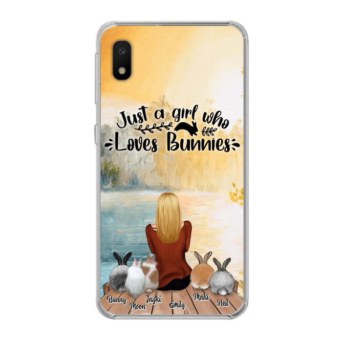 Custom Personalized Rabbit Mom Phone Case - Upto 5 Rabbits - Gift Idea For Rabbit Lovers - Just A Girl Who Loves Bunnies - Case for Samsung Galaxy A