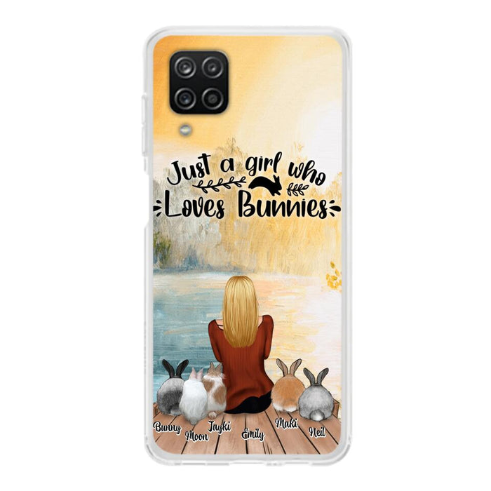 Custom Personalized Rabbit Mom Phone Case - Upto 5 Rabbits - Gift Idea For Rabbit Lovers - Just A Girl Who Loves Bunnies - Case for Samsung Galaxy A