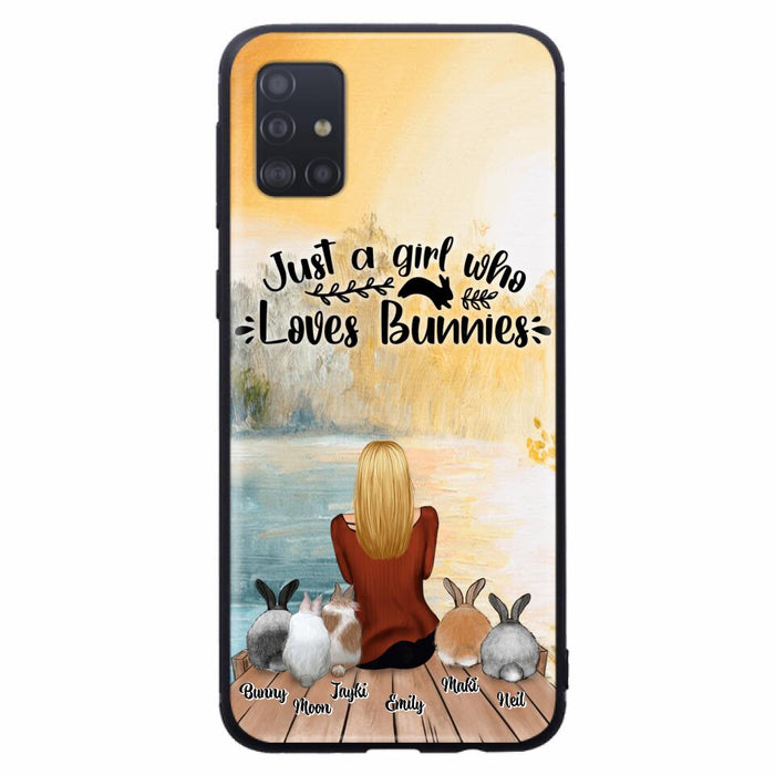 Custom Personalized Rabbit Mom Phone Case - Upto 5 Rabbits - Gift Idea For Rabbit Lovers - Just A Girl Who Loves Bunnies - Case for Samsung Galaxy A