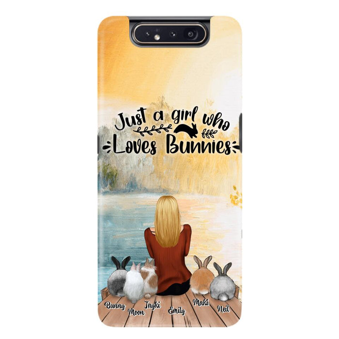 Custom Personalized Rabbit Mom Phone Case - Upto 5 Rabbits - Gift Idea For Rabbit Lovers - Just A Girl Who Loves Bunnies - Case for Samsung Galaxy A