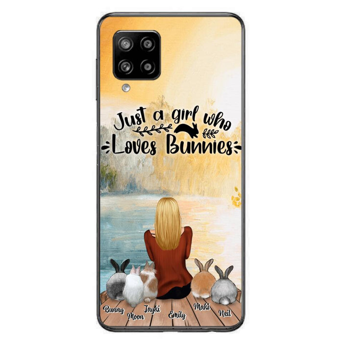 Custom Personalized Rabbit Mom Phone Case - Upto 5 Rabbits - Gift Idea For Rabbit Lovers - Just A Girl Who Loves Bunnies - Case for Samsung Galaxy A